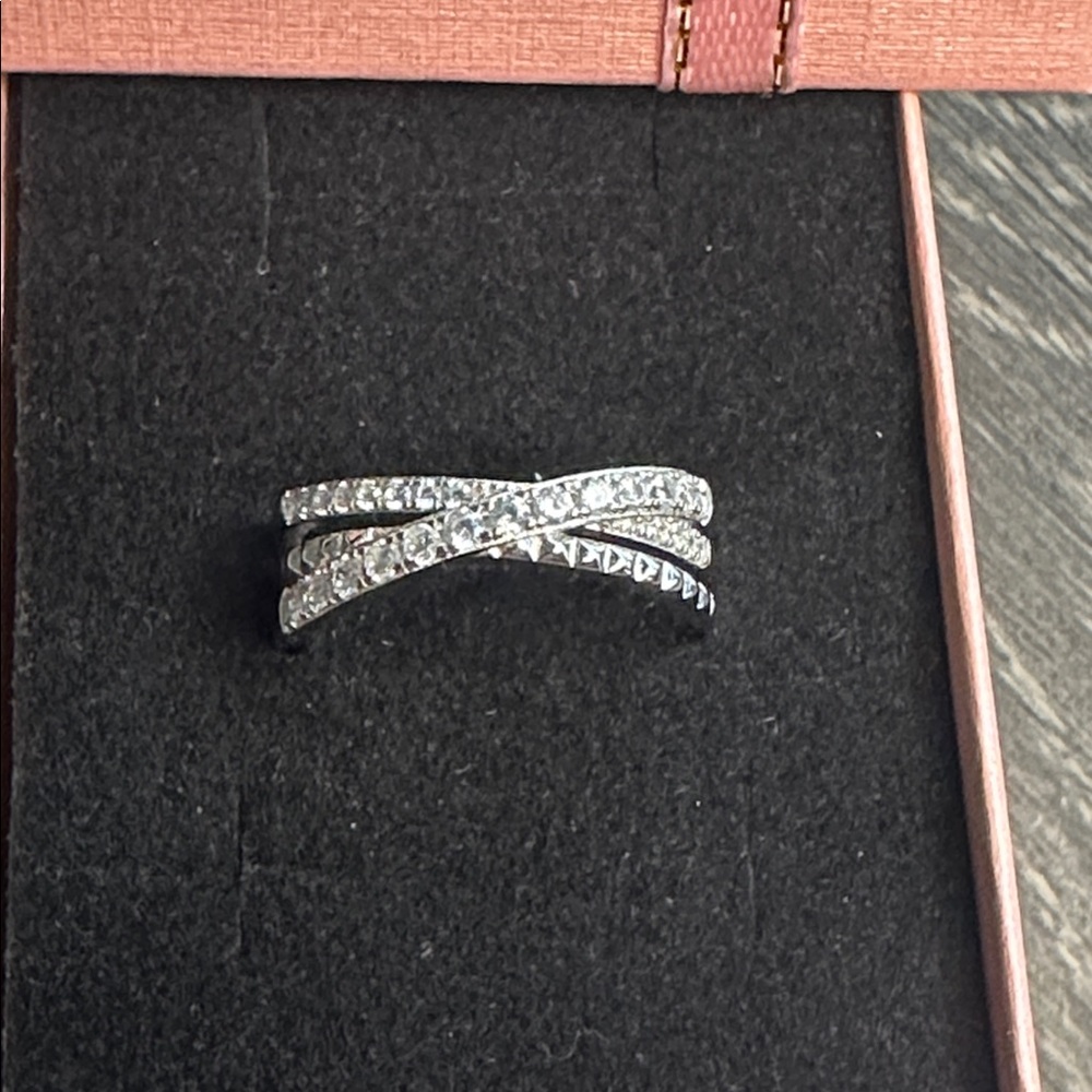925 Silver X Stack Crossover Ring - image 2